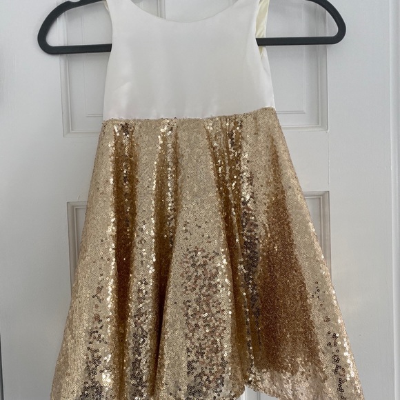 White & Gold Flower Girl Dress - Picture 1 of 7